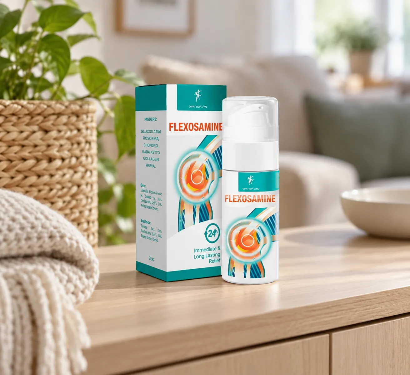 Flexosamine Gel — Verpackung im Alltag