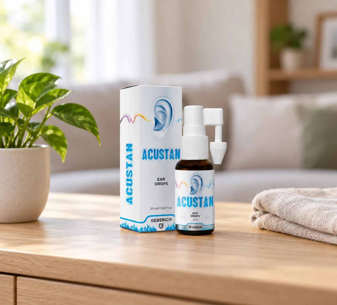 ACUSTAN drops — Verpackung im Alltag