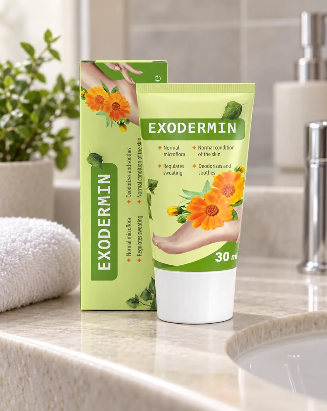 Exodermin — Verpackung im Alltag